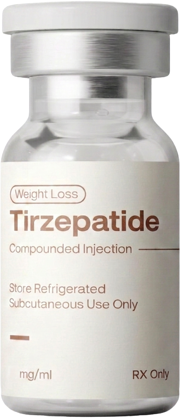 Compounded tirzepatide injection vial